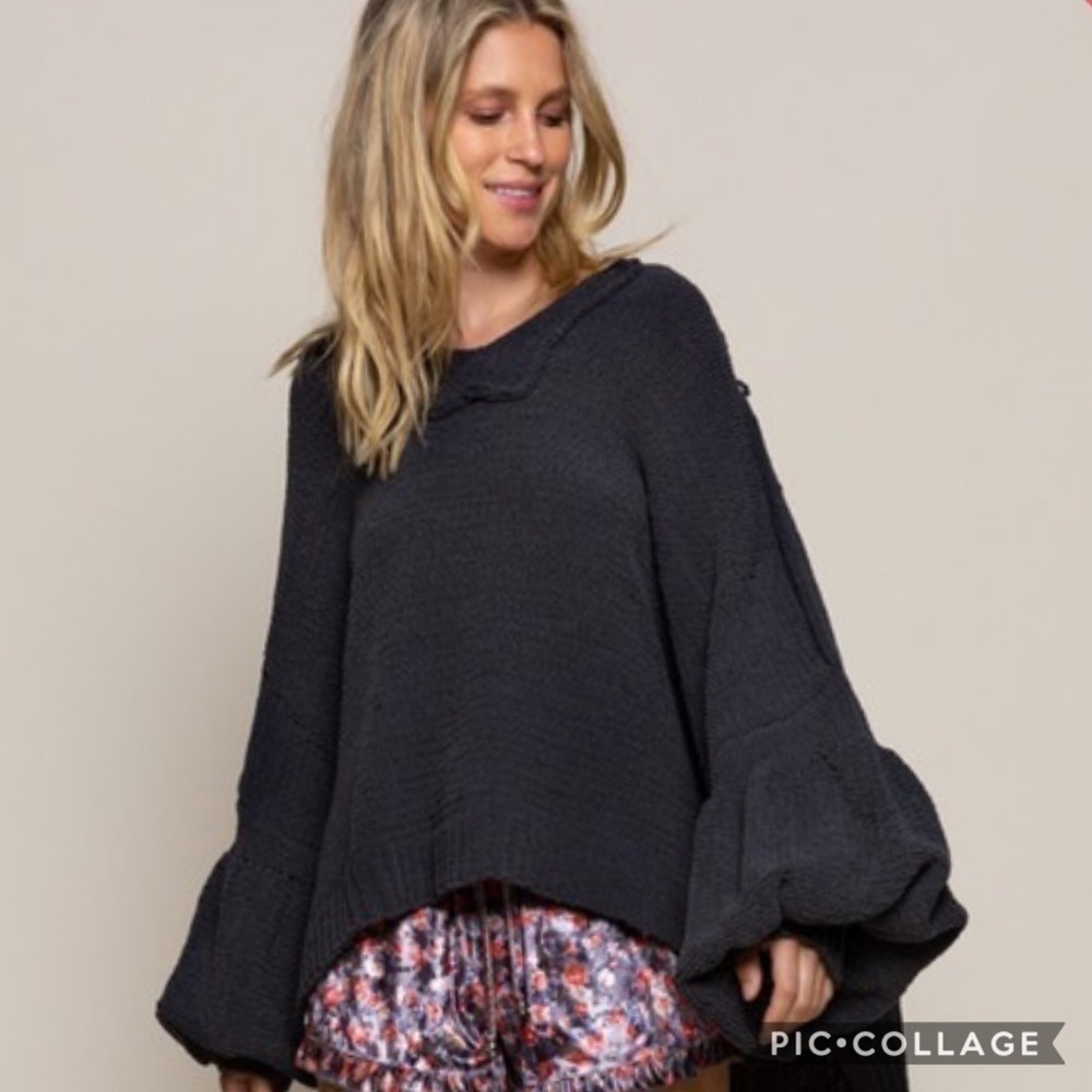 SALE!! 1 Left! Charcoal Oversized Sweater - Picture 3 of 6
